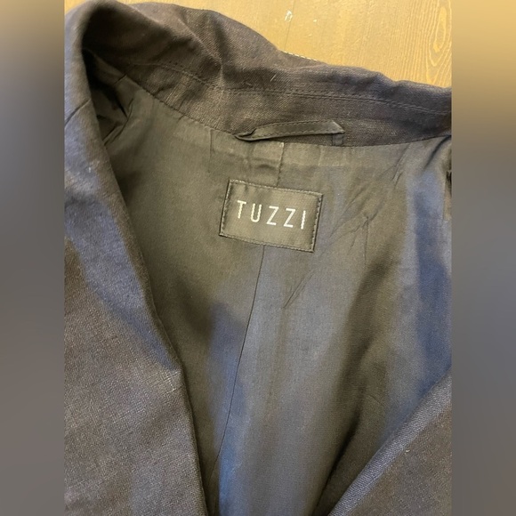 Tuzzi Nero Linen Black Jacket with White Stitching Size 12 - Picture 4 of 8
